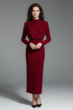 Women's High Neck Maxi Dress – Long Sleeve Occasion Dress