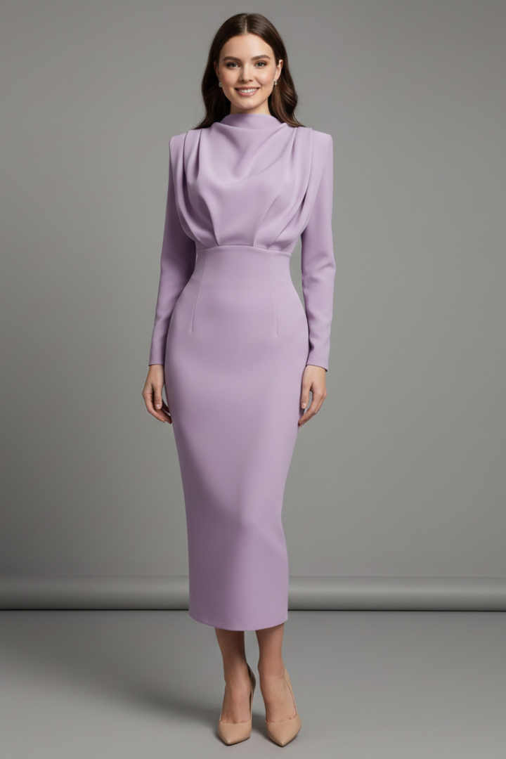 Women's High Neck Maxi Dress – Long Sleeve Occasion Dress