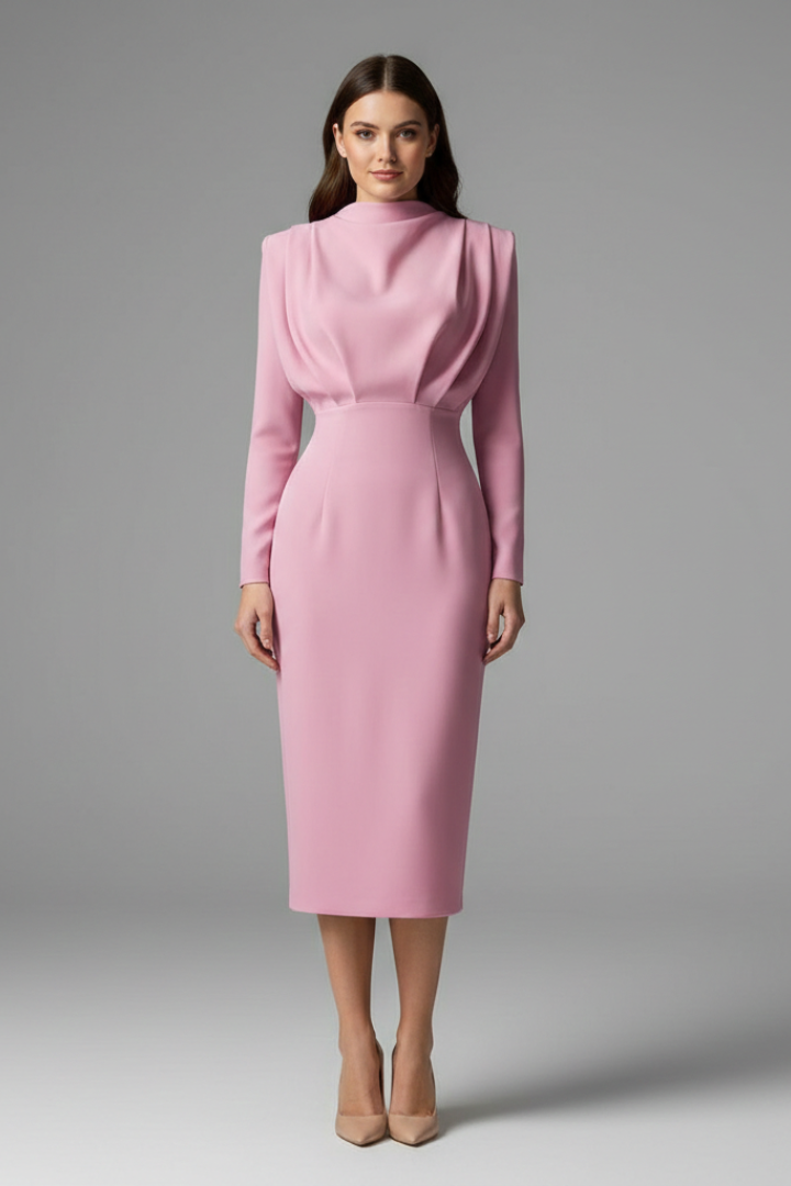 Women's High Neck Maxi Dress – Long Sleeve Occasion Dress