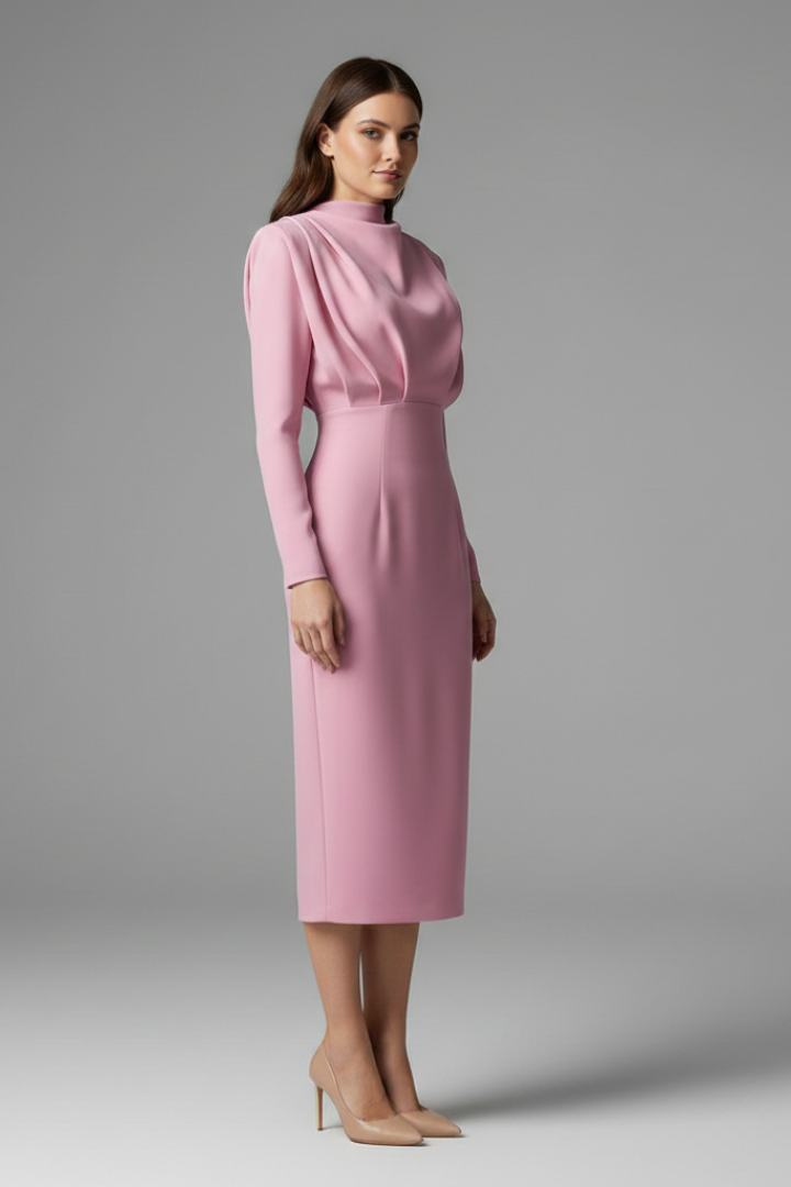 Women's High Neck Maxi Dress – Long Sleeve Occasion Dress