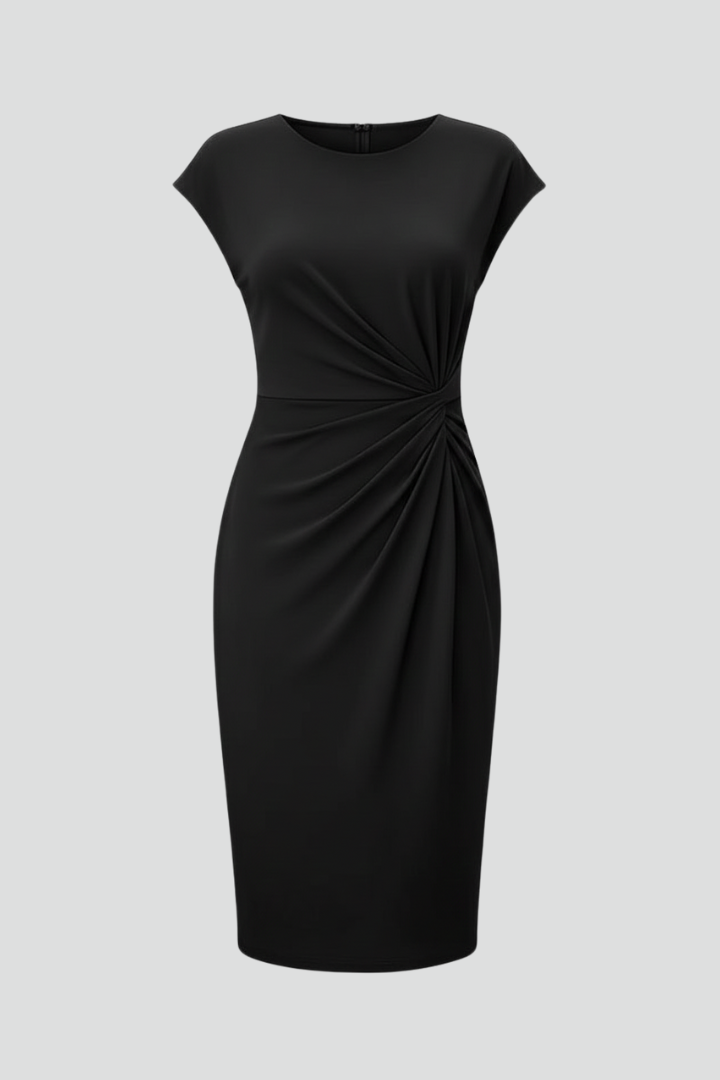 Women's Ruched Knee-Length Dress – Fitted Day Dress