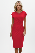 Women's Ruched Knee-Length Dress – Fitted Day Dress