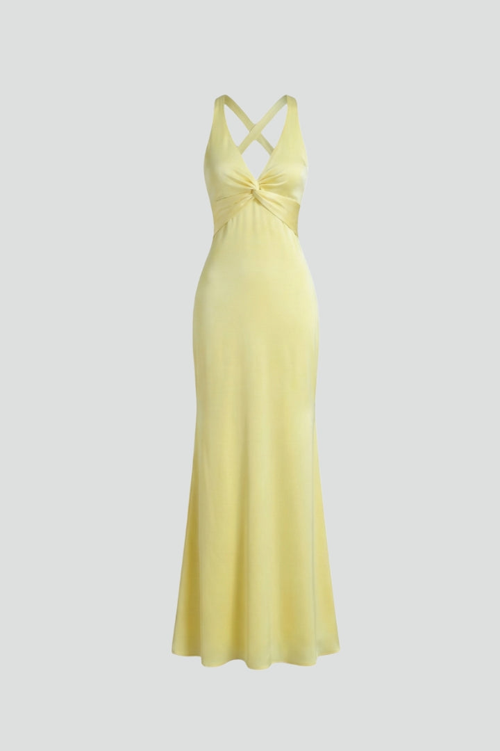 Women's Sleeveless Maxi Dress – Deep V-Neck Evening Dress