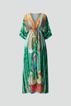 Women's Printed Maxi Dress – Belted Boho Dress