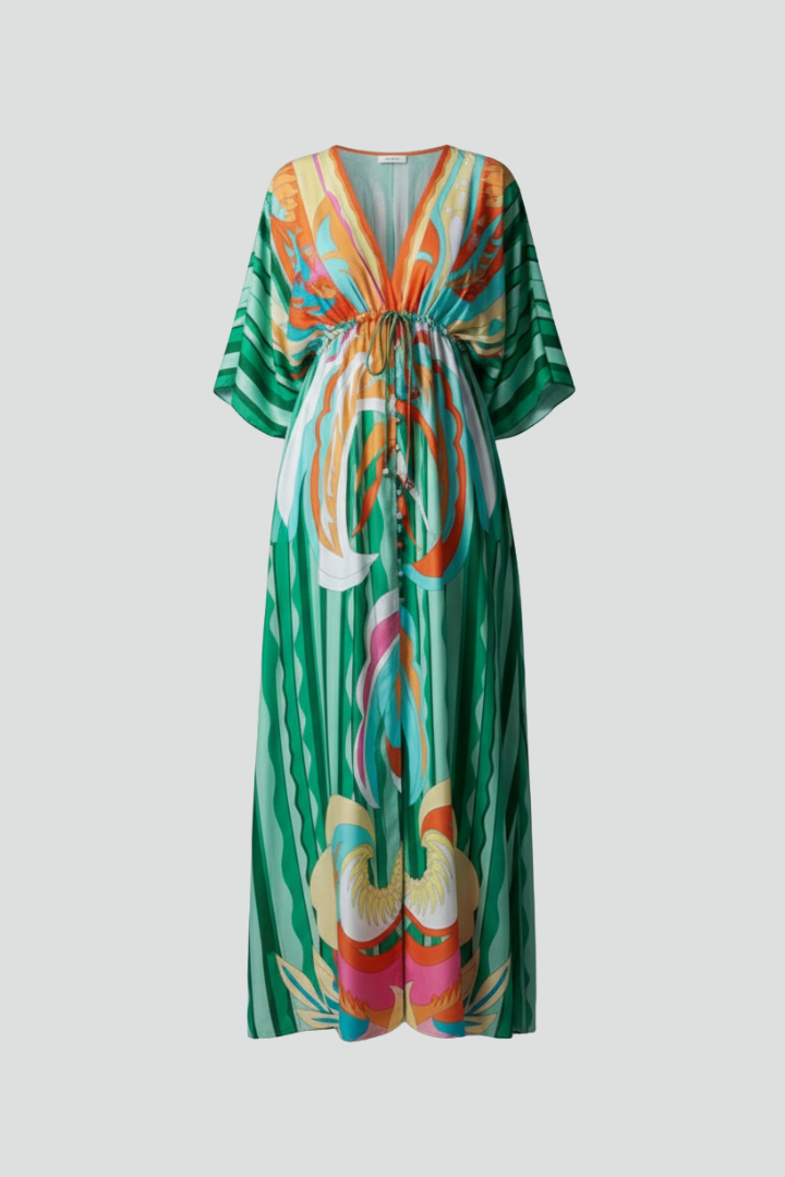 Women's Printed Maxi Dress – Belted Boho Dress