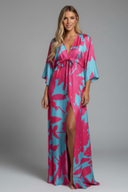 Women's Printed Maxi Dress – Belted Boho Dress