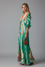 Women's Printed Maxi Dress – Belted Boho Dress
