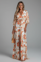 Women's Printed Maxi Dress – Belted Boho Dress
