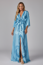 Women's Printed Maxi Dress – Belted Boho Dress