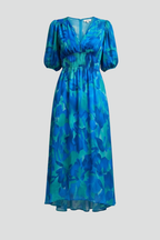 Women's Floral Midi Dress – Puff Sleeve Occasion Dress