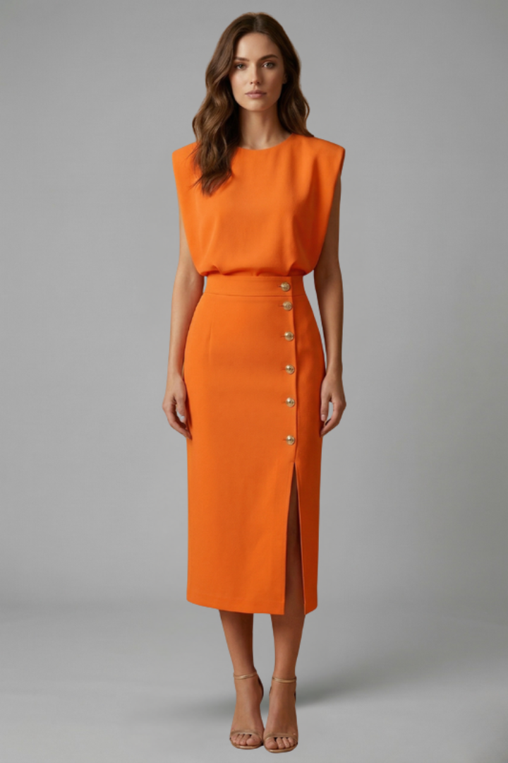 Women's Sleeveless Midi Dress – Button Front Dress