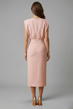 Women's Sleeveless Midi Dress – Button Front Dress