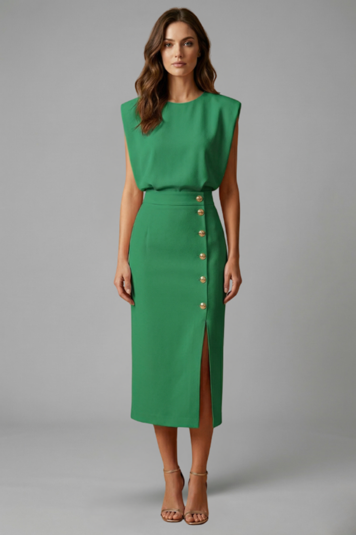 Women's Sleeveless Midi Dress – Button Front Dress