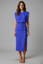 Women's Sleeveless Midi Dress – Button Front Dress