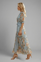 Women's Floral Midi Dress – V-Neck Garden Dress