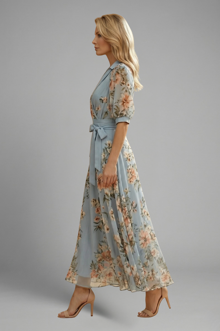 Women's Floral Midi Dress – V-Neck Garden Dress