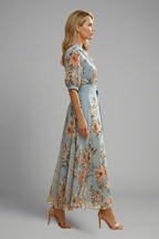 Women's Floral Midi Dress – V-Neck Garden Dress