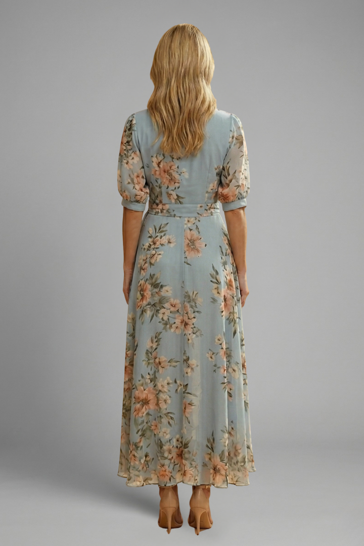 Women's Floral Midi Dress – V-Neck Garden Dress