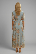 Women's Floral Midi Dress – V-Neck Garden Dress