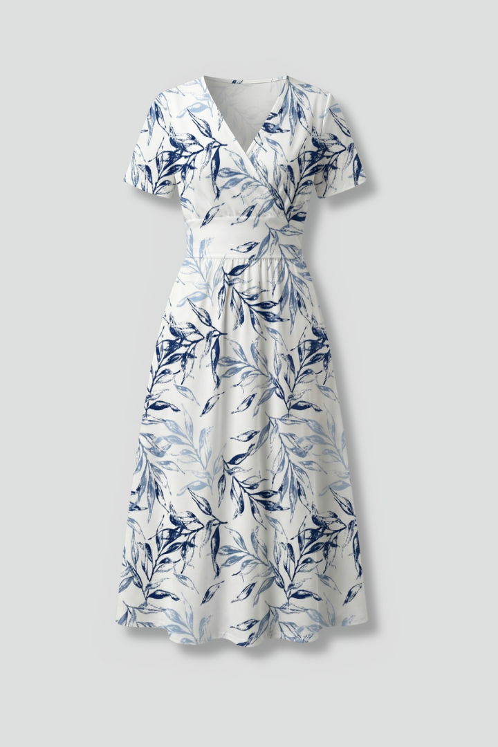Women's Floral Midi Dress – V-Neck Garden Dress