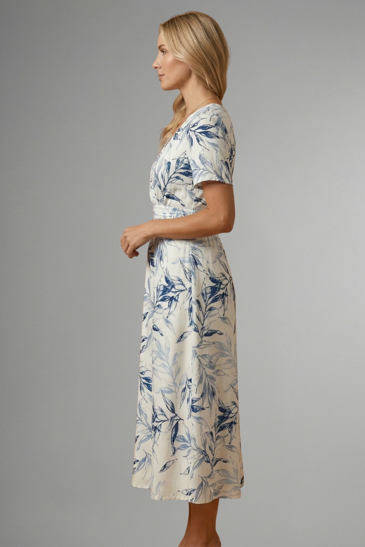 Women's Floral Midi Dress – V-Neck Garden Dress