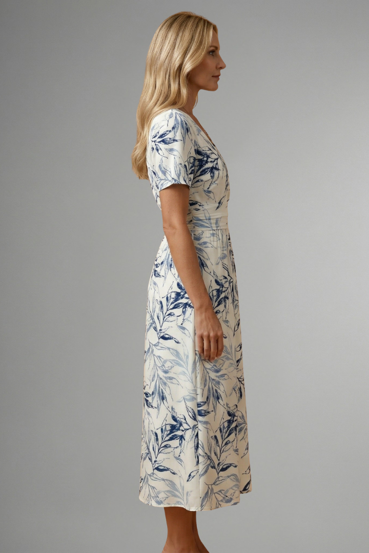 Women's Floral Midi Dress – V-Neck Garden Dress