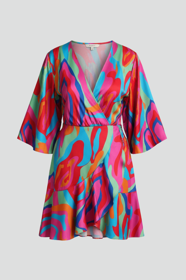Women's Batwing Sleeve Mini Dress – Waist Tie Dress
