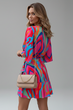Women's Batwing Sleeve Mini Dress – Waist Tie Dress