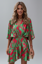 Women's Batwing Sleeve Mini Dress – Waist Tie Dress