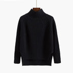Women's Ribbed High Neck Sweater – Fitted Winter Knit Sweater