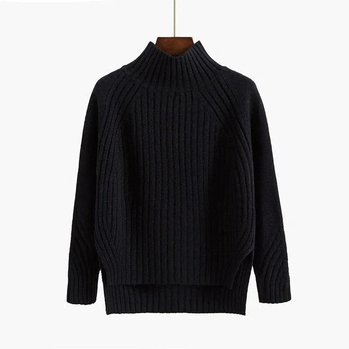 Women's Ribbed High Neck Sweater – Fitted Winter Knit Sweater