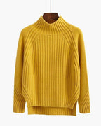 Women's Ribbed High Neck Sweater – Fitted Winter Knit Sweater