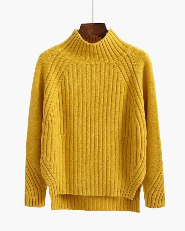Women's Ribbed High Neck Sweater – Fitted Winter Knit Sweater