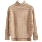 Women's Ribbed High Neck Sweater – Fitted Winter Knit Sweater