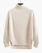 Women's Ribbed High Neck Sweater – Fitted Winter Knit Sweater