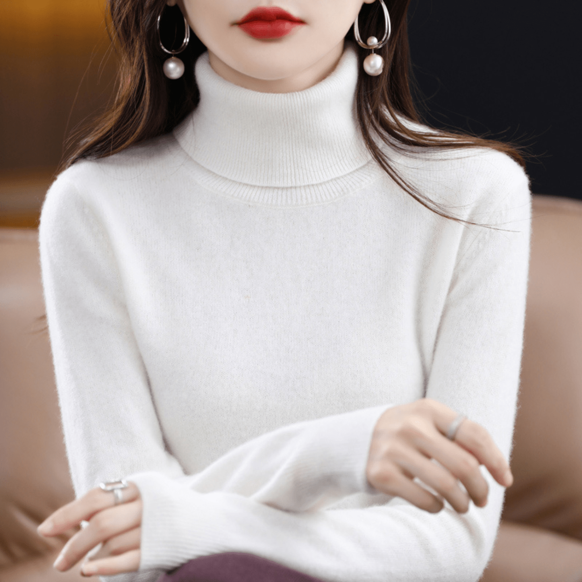 Women's Roll Neck Sweater – Classic Warm Winter Knit Sweater