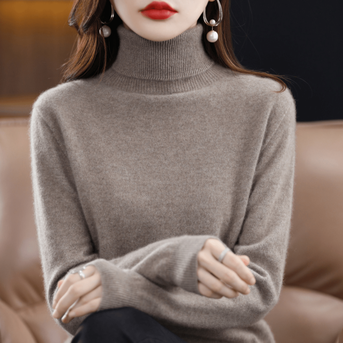 Women's Roll Neck Sweater – Classic Warm Winter Knit Sweater