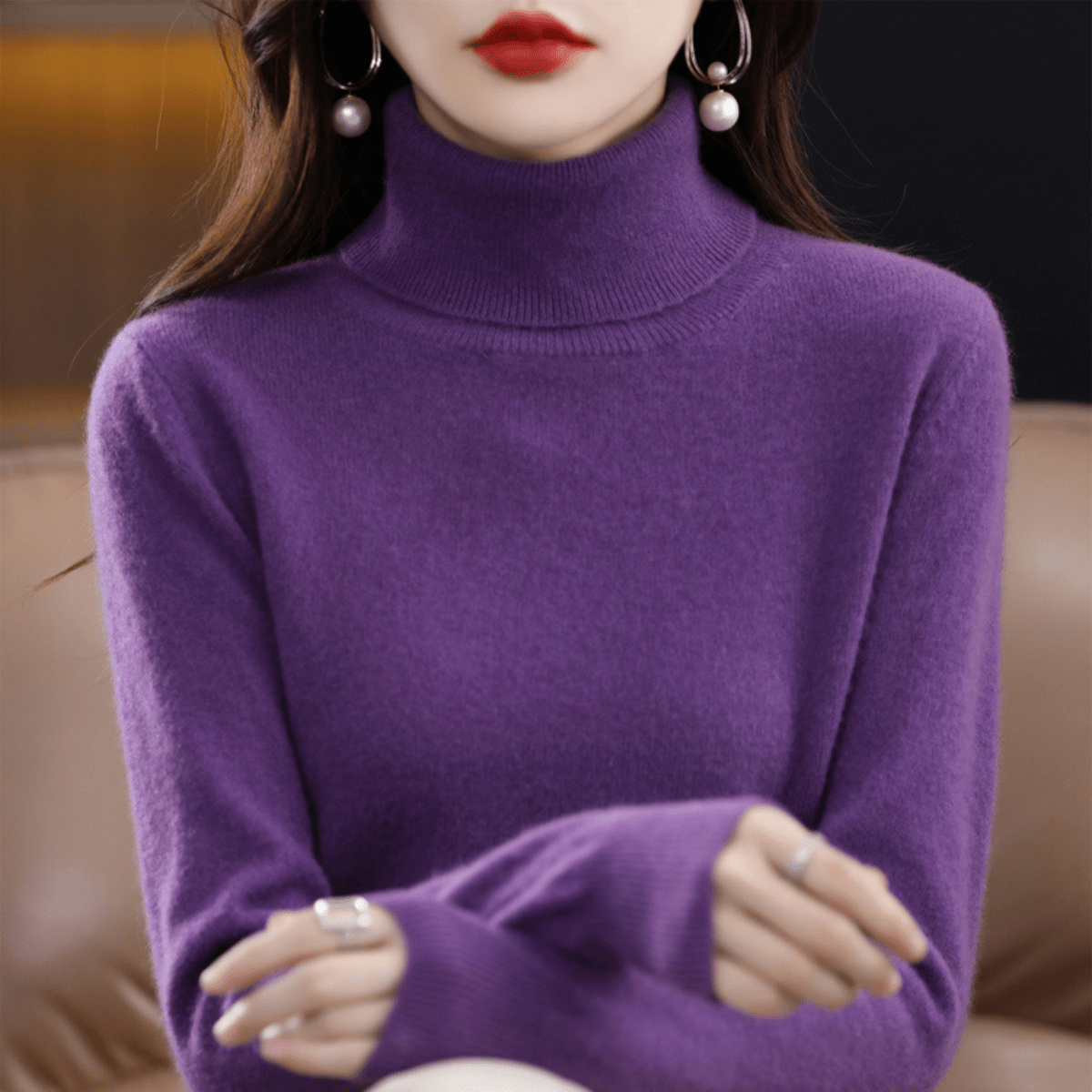 Women's Roll Neck Sweater – Classic Warm Winter Knit Sweater