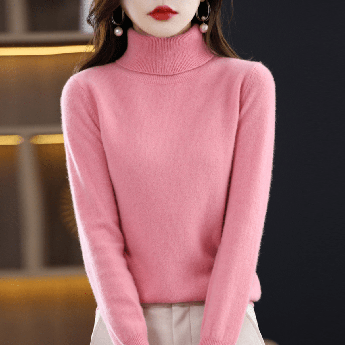 Women's Roll Neck Sweater – Classic Warm Winter Knit Sweater