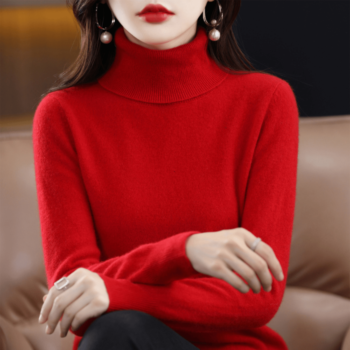 Women's Roll Neck Sweater – Classic Warm Winter Knit Sweater