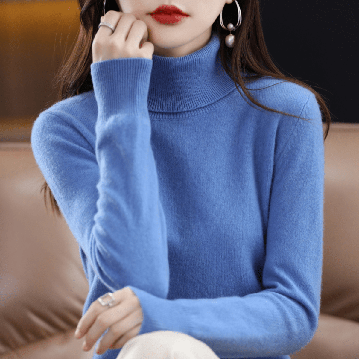 Women's Roll Neck Sweater – Classic Warm Winter Knit Sweater