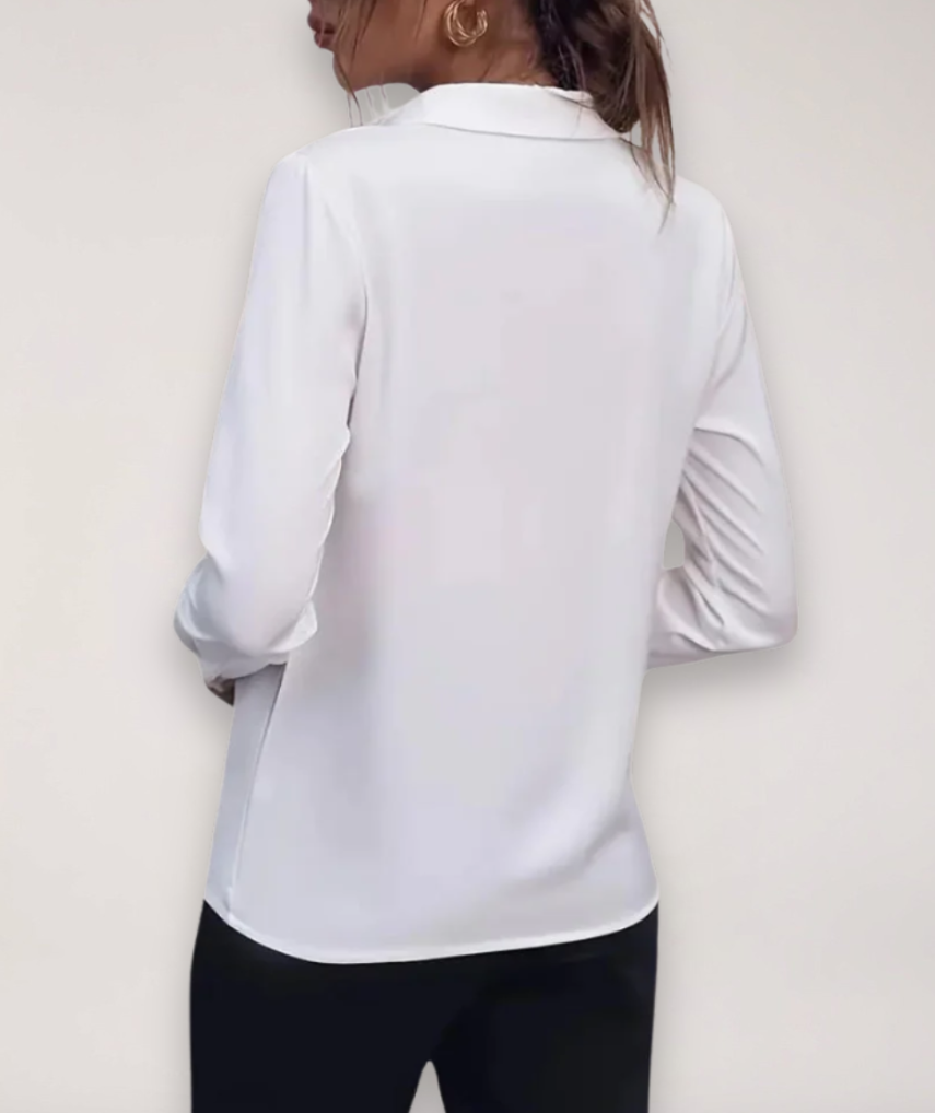 Women's Button Front Office Blouse – Tailored Classic Work Blouse