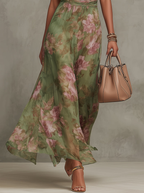 Women's Floral Halter Dress – Pleated Cinched Waist Flowy Dress
