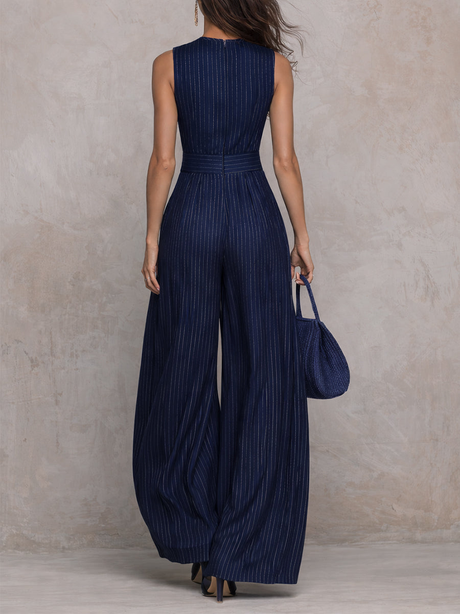 Women's High Neck Wide Leg Jumpsuit – Flowy Evening Occasion Jumpsuit