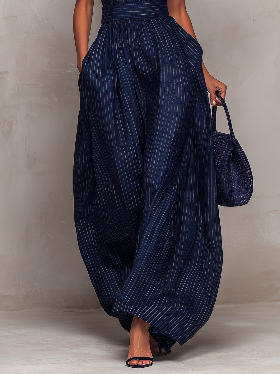 Women's High Neck Wide Leg Jumpsuit – Flowy Evening Occasion Jumpsuit