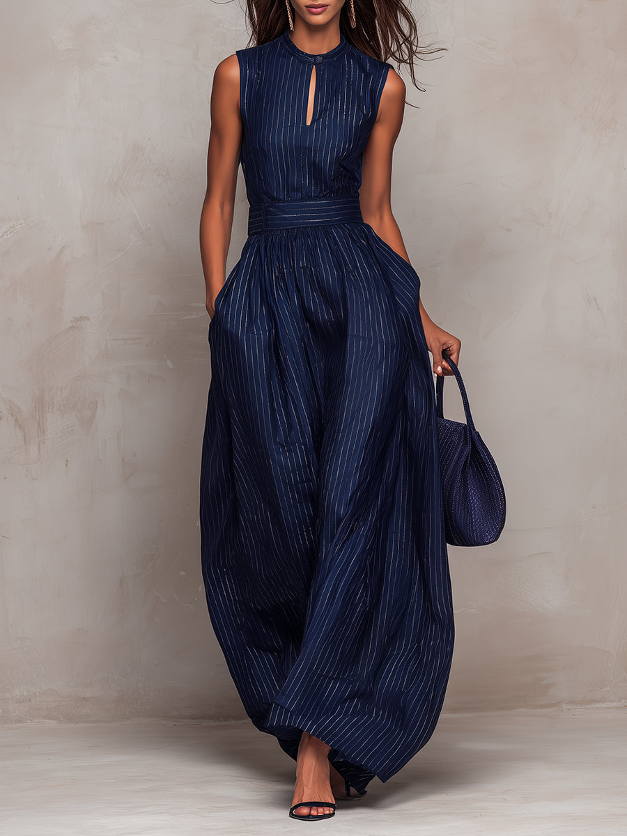Women's High Neck Wide Leg Jumpsuit – Flowy Evening Occasion Jumpsuit