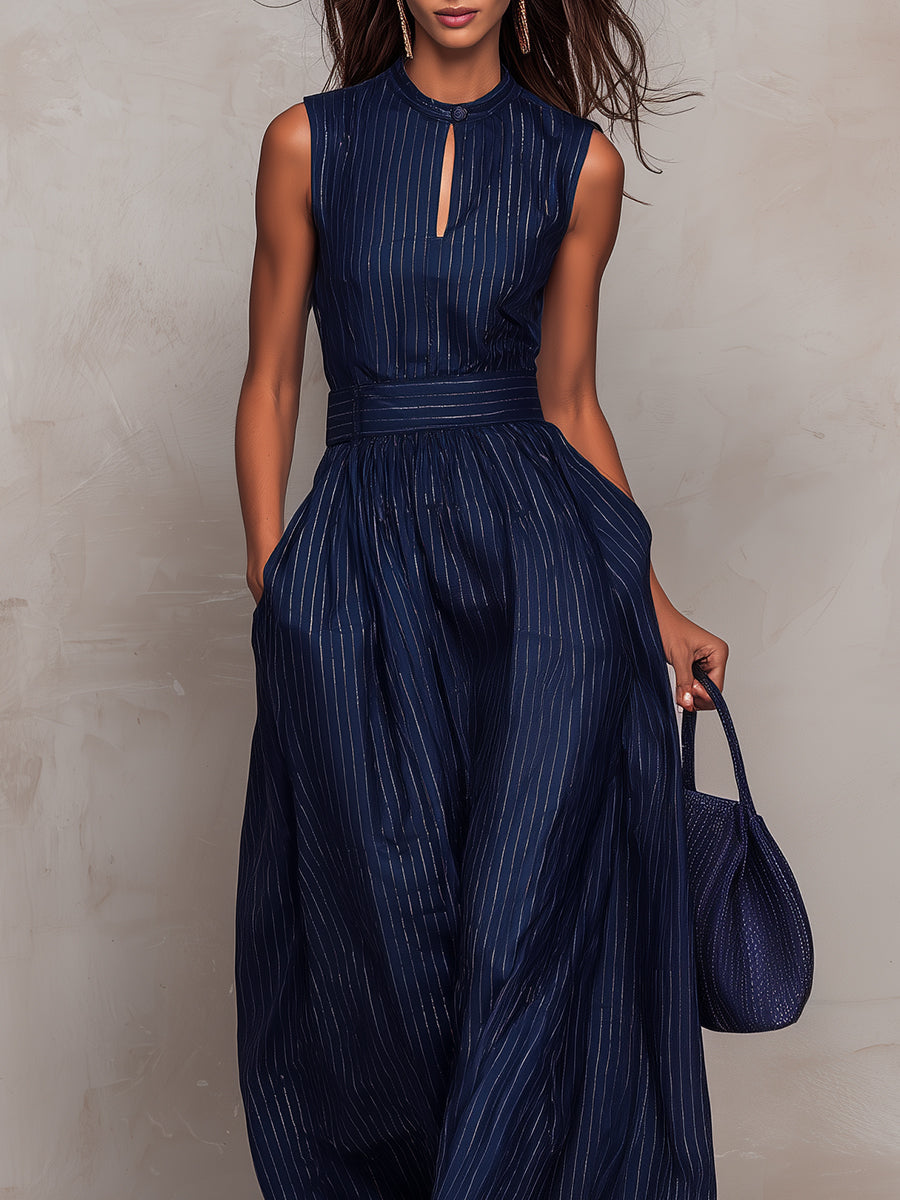 Women's High Neck Wide Leg Jumpsuit – Flowy Evening Occasion Jumpsuit