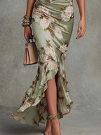 Women's Floral Wedding Guest Dress – Backless Flowy Occasion Dress