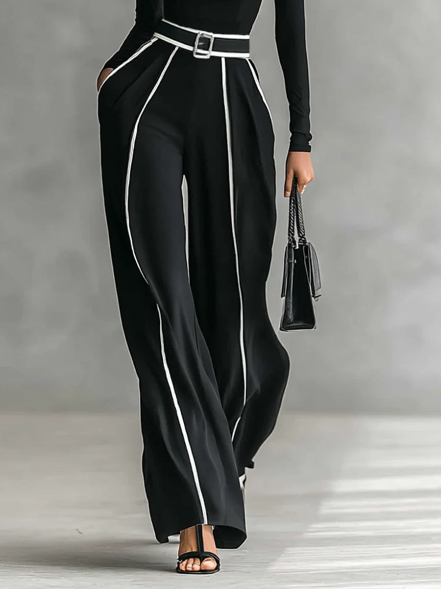 Women's Collared Wide Leg Jumpsuit – Tailored High Neck Evening Jumpsuit