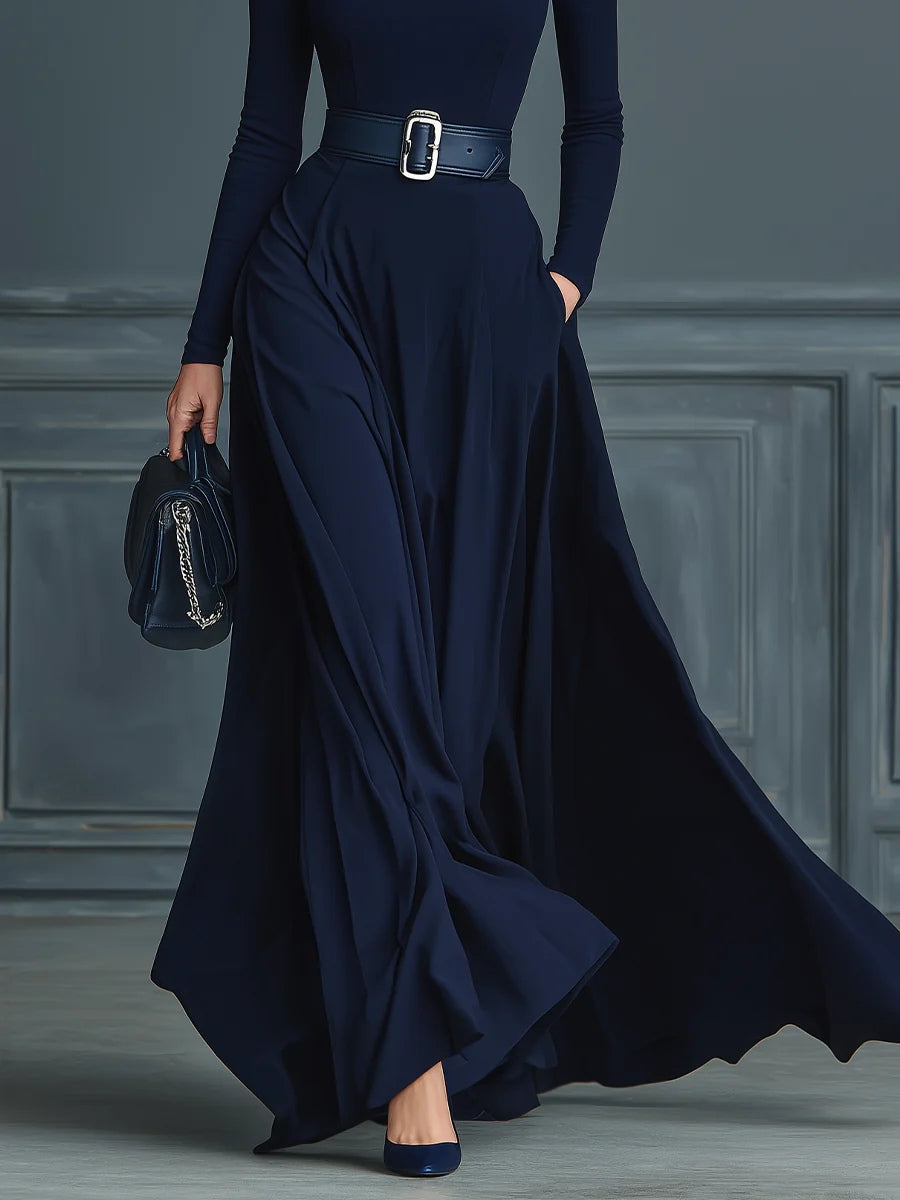Women's Knit Maxi Dress – High Neck Sweater Dress